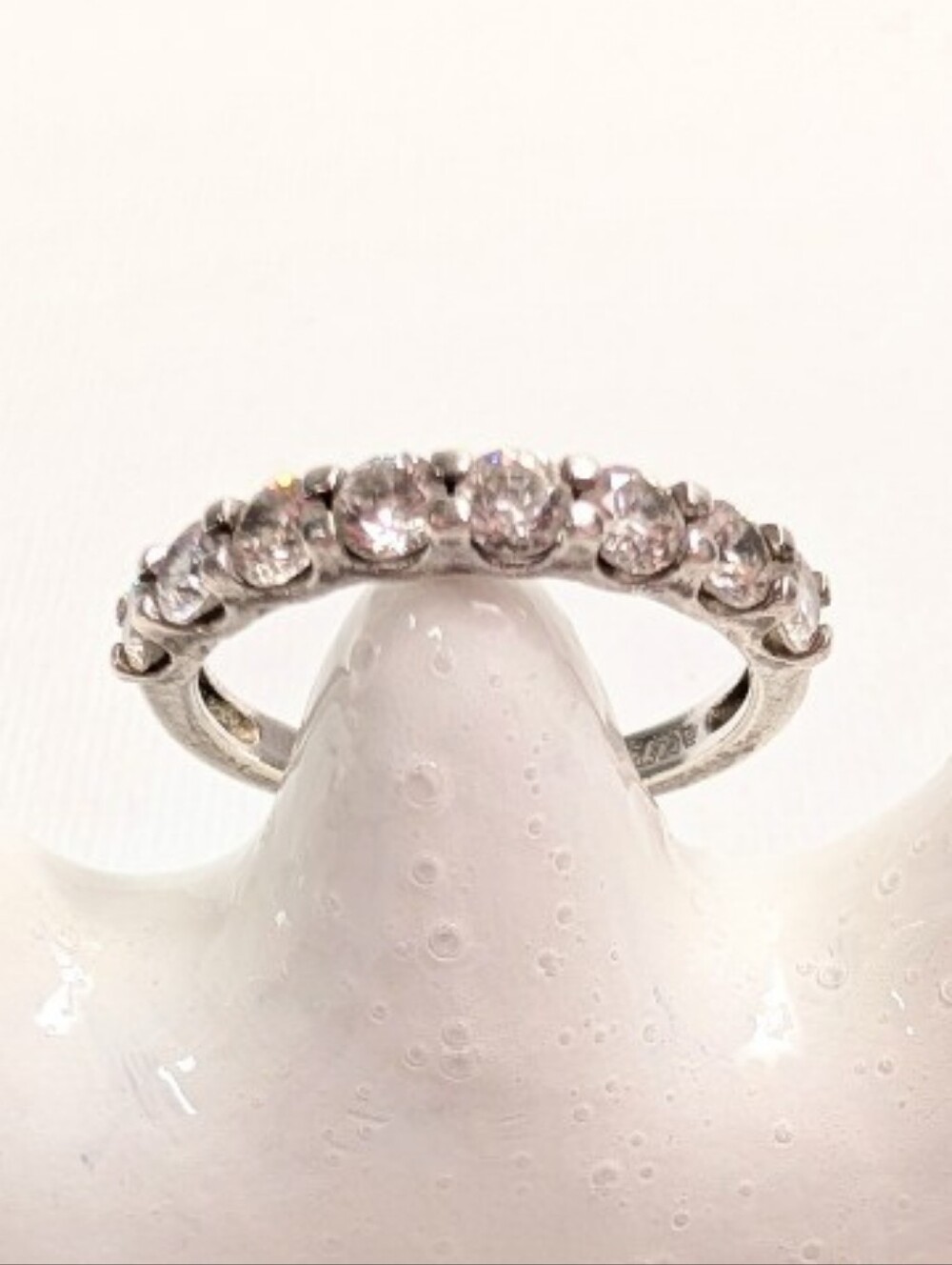 Sterling Silver Round Cubic Zirconia Half Eternity Band Size 7